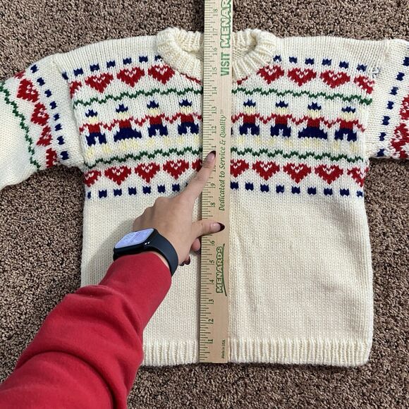 VTG Handmade Knit Toy Soldier Sweater Youth Size Small Unisex Crewneck Holiday - Picture 7 of 8